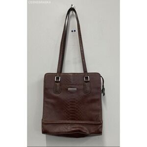 Liz Clairborne Brown Crocodile Print‎ Embossed Viny Shoulder Purse